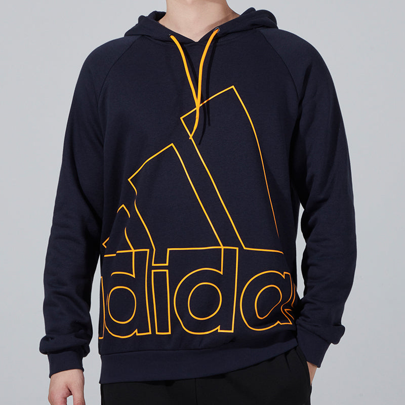 Men's adidas Big Lo Hd Fl Logo Printing Fleece Lined Stay Warm Pullover Blue HB5092