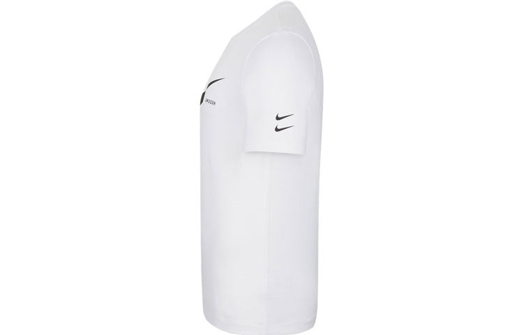 Nike Swoosh Logo Printing Knit Round Neck Short Sleeve White DB5858-100
