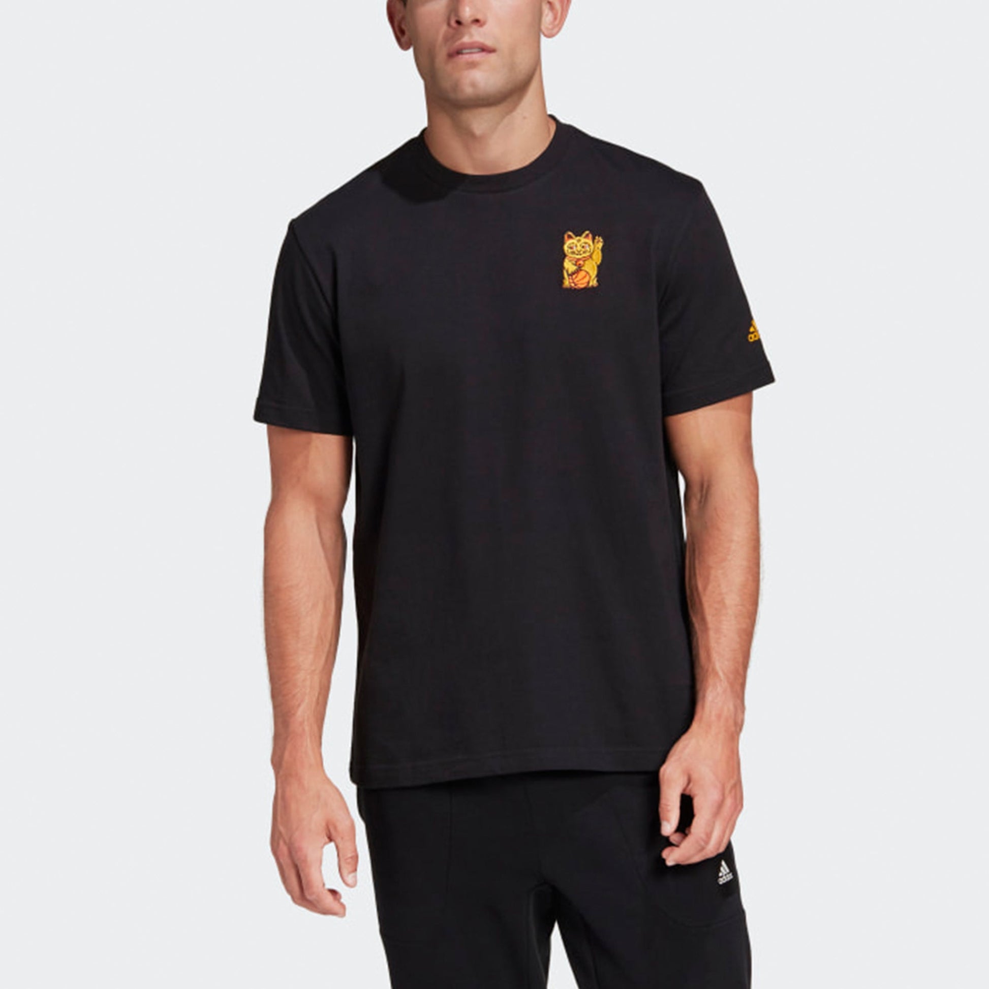 adidas Cat Emb. Gfx Basketball Kitty Embroidery Round NeckShort Sleeve Men's Black GE4703