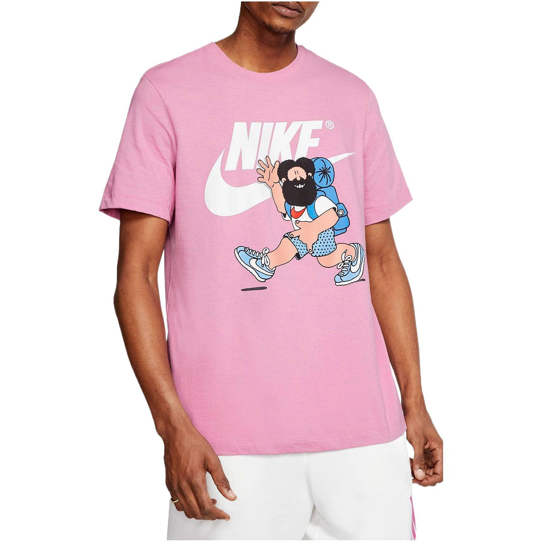 Men's Nike Casual Logo Alphabet Printing Short Sleeve Pink T-Shirt CW2305-693