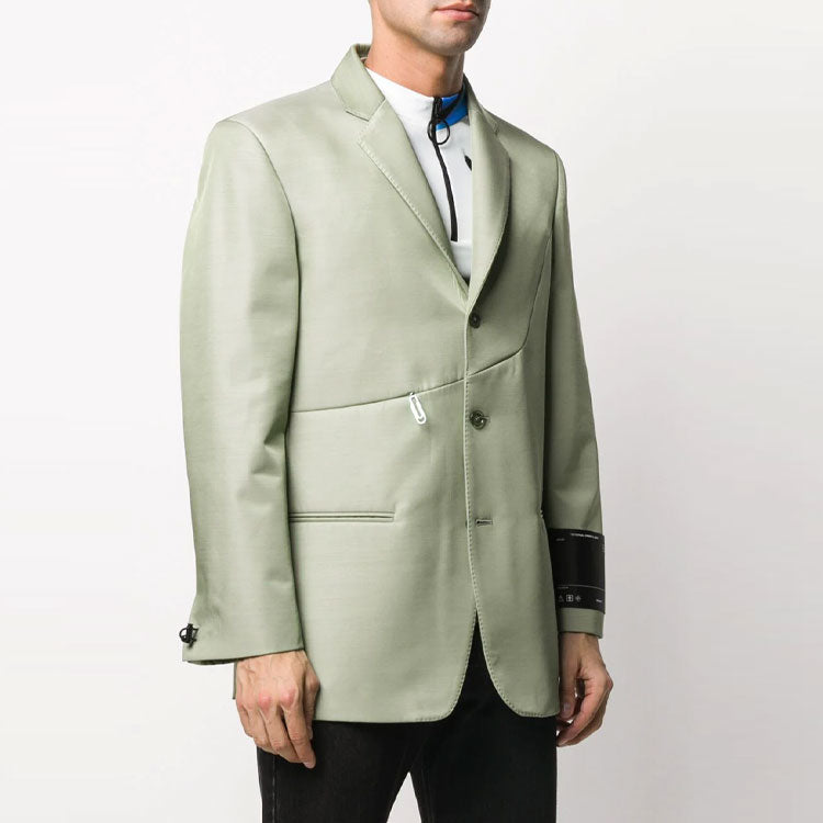 Off-White Contour Solid Color Jacket Loose Fit Green OMEF055S20H770204600