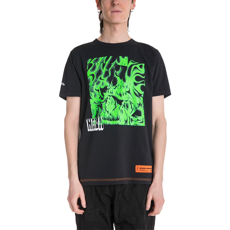 Men's HERON PRESTON Green Flame Short Sleeve Black HMAA011S209140201040