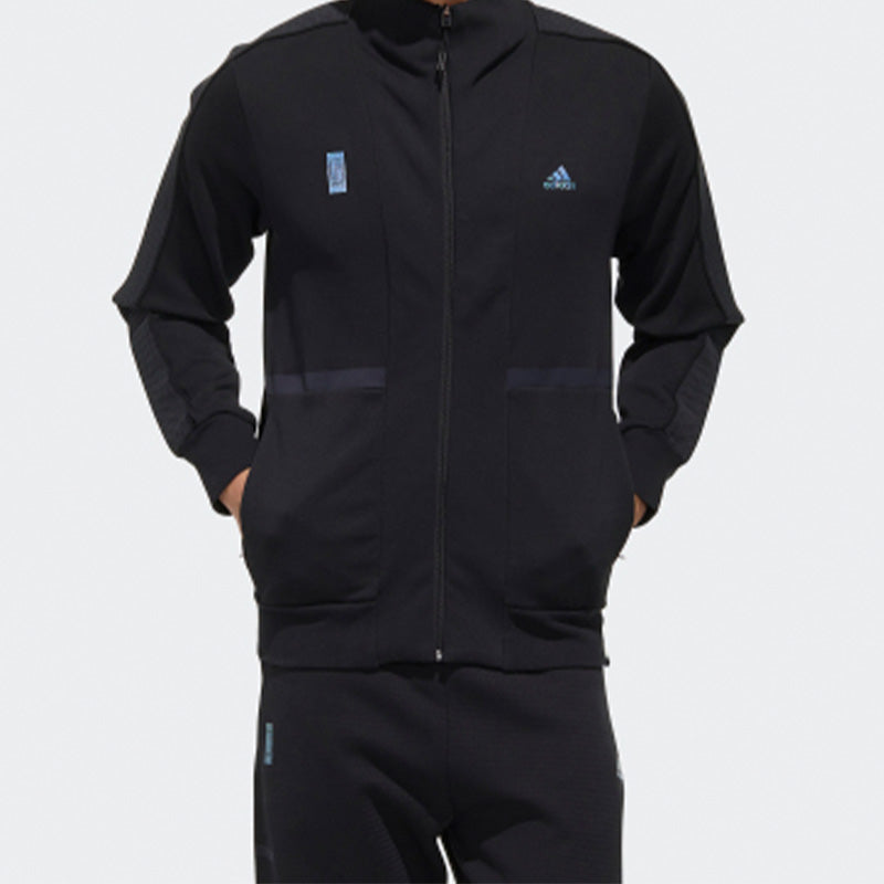 Men's adidas Sports Stylish Jacket Solid Color Black FM9344