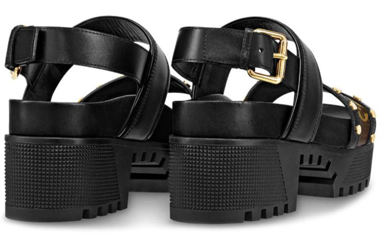 (WMNS) LOUIS VUITTON LAUREATE platform sandals 'Black Monogram' 1A4W22