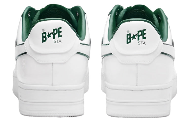 A BATHING APE Bape STA Leather Low 'White Green' 1J30-191-017-GREN