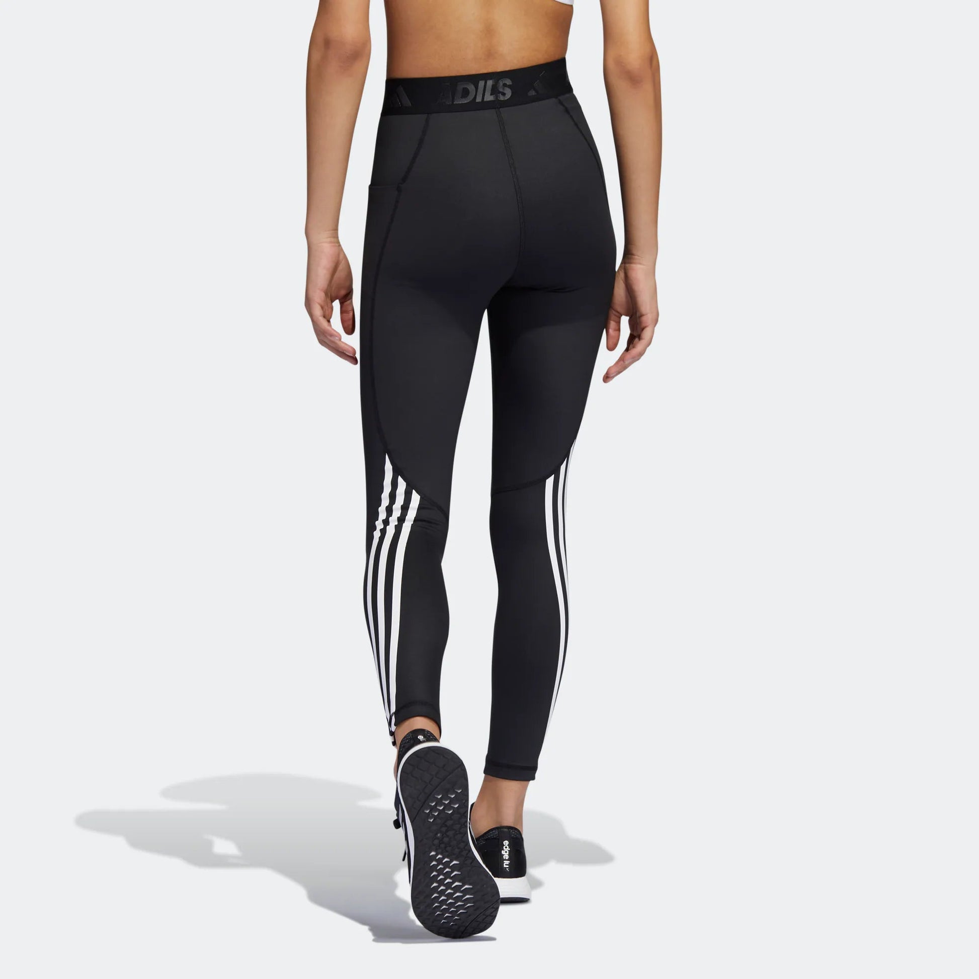 (WMNS) adidas TF Turf 3S Tight Solid Color High Waist Elastic Stripe Training Sports Gym Pants/Trousers/Joggers Black GR8248
