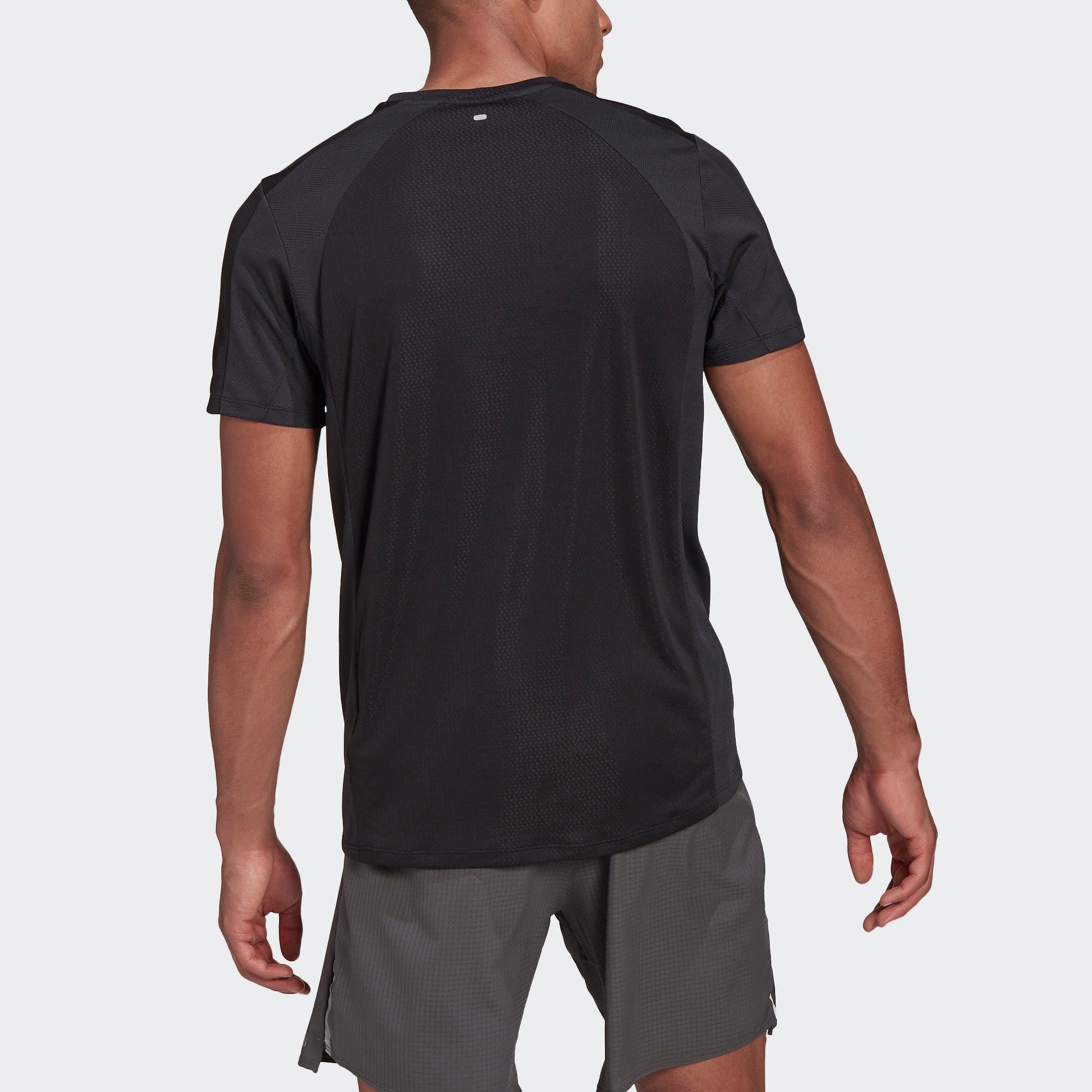adidas Heat Rdy Tee Colorblock Reflective Logo Running Sports Short Sleeve Black GK4301