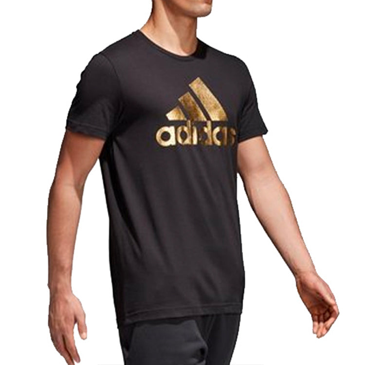 adidas Logo Printing Sports Short Sleeve Black CV4507