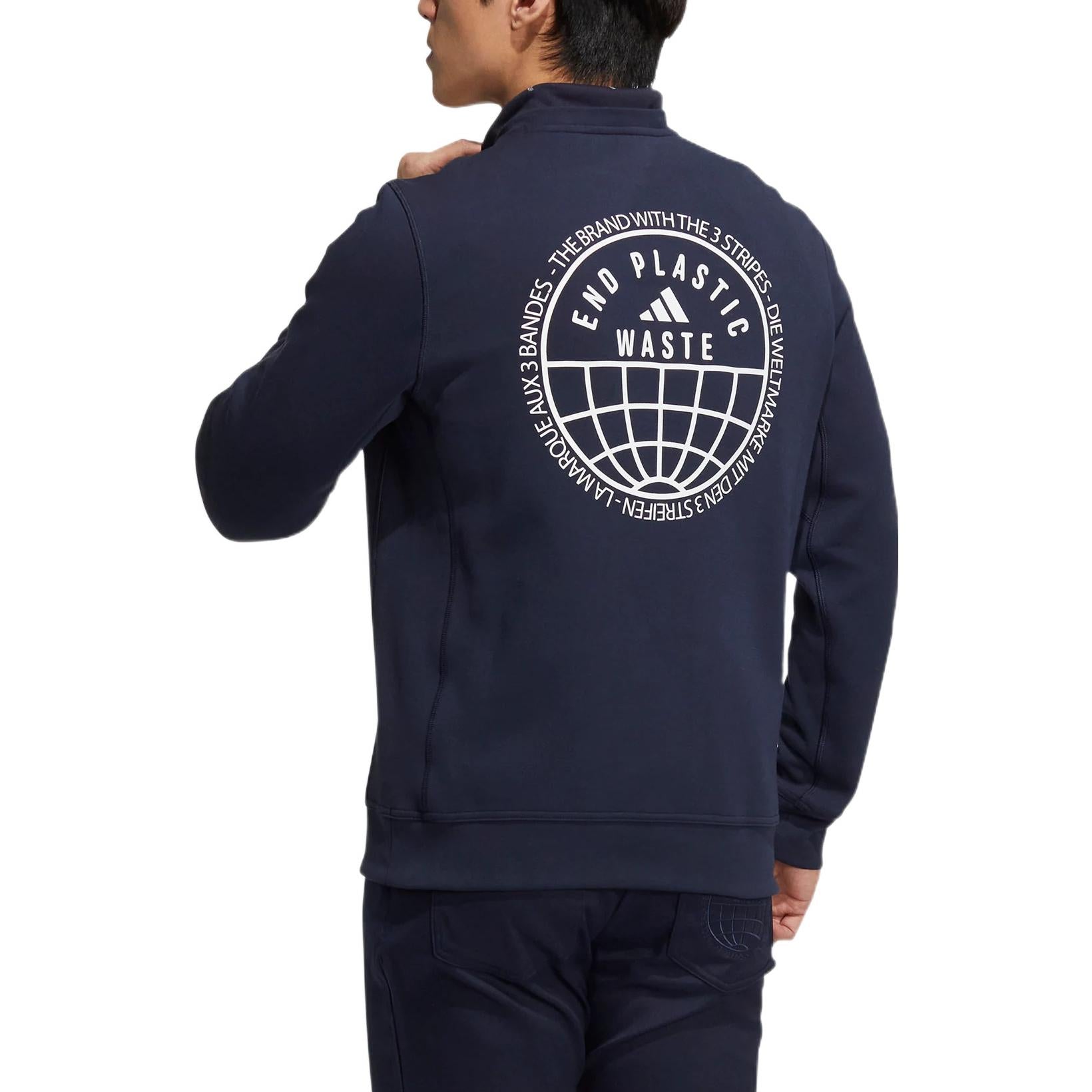 Men's adidas Pg Sweat Crew Solid Color Logo Round Neck Pullover Long Sleeves Navy Blue HG5789
