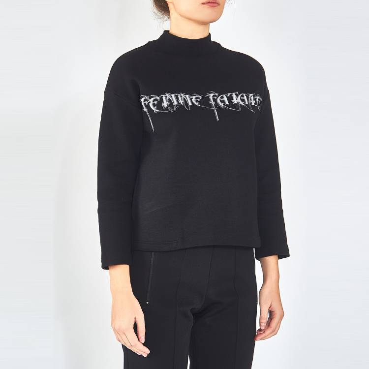 (WMNS) Balenciaga Embroidered Short High Collar Hoodie Black 480030TWK071000