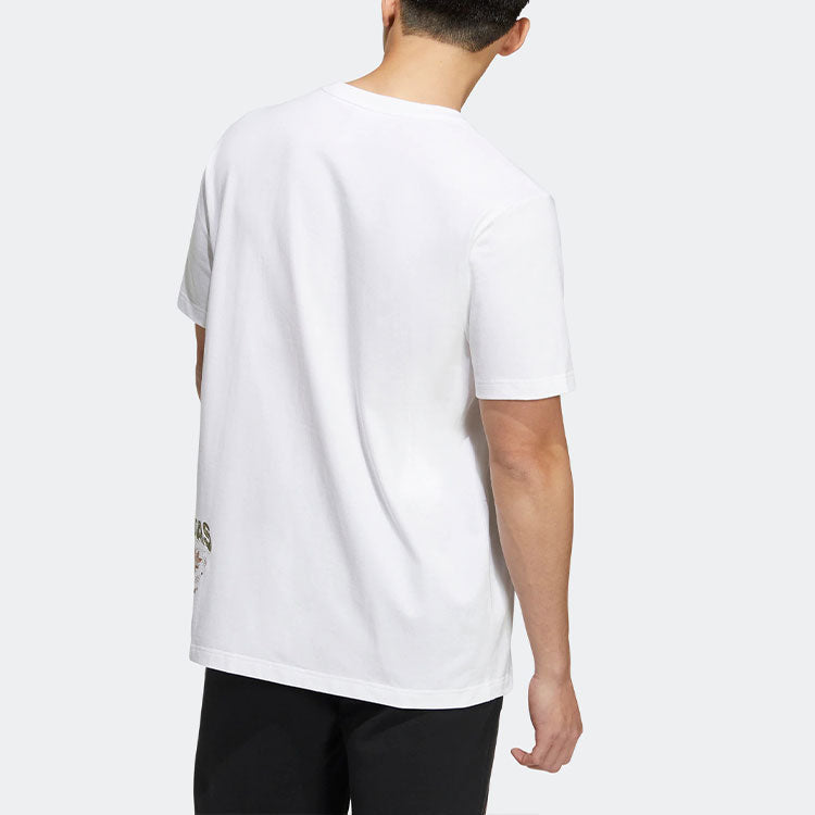 Men's adidas originals Logo Printing Pattern Sports Round Neck Short Sleeve White T-Shirt H47114