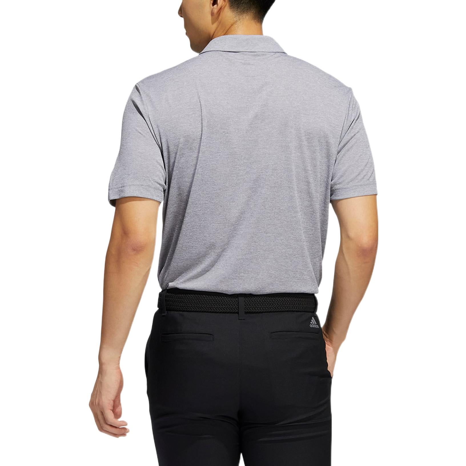 adidas SS22 Solid Color Logo Printing Short Sleeve Gray Polo Shirt HF6219
