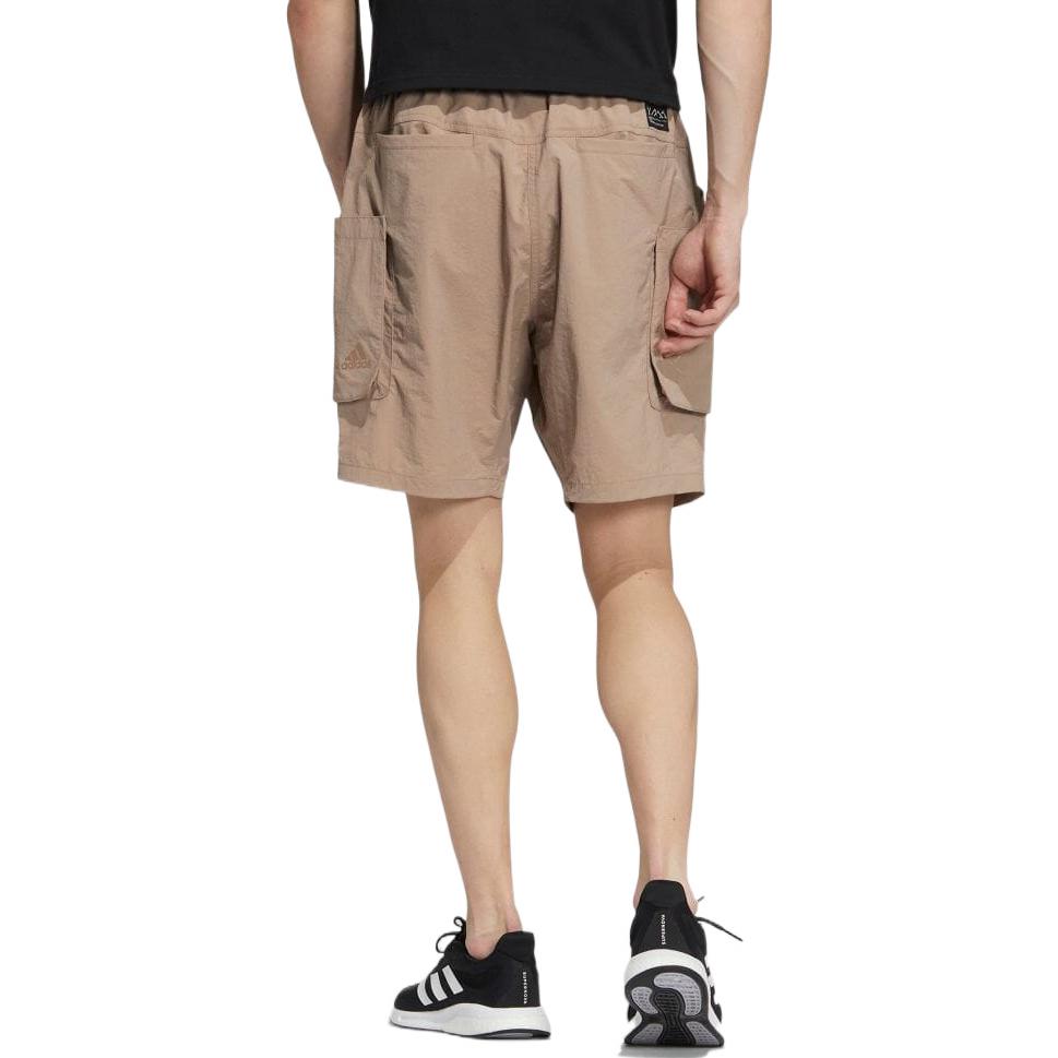 adidas Solid Color Elastic Waistband Big Pocket Shorts Khaki HD0032