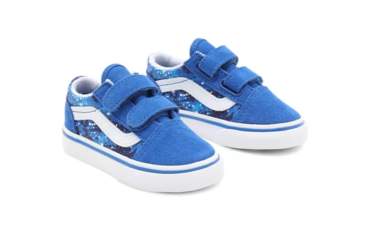 Vans Old Skool Velcro Breathable Non-Slip Wear-Resistant Low Top Casual Skate Shoes Td Blue VN000D3Y9AD