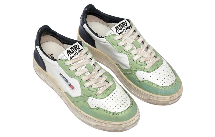(WMNS) Autry Medalist Super Vintage Low Leather Sneakers 'White Green Teal' AVLW-SV18