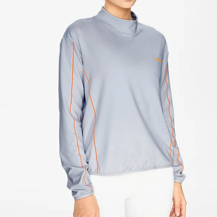 Li-Ning Running Series Loose Half Turtleneck Sports Long Sleeves Light Blue T-Shirt ATLS012-1