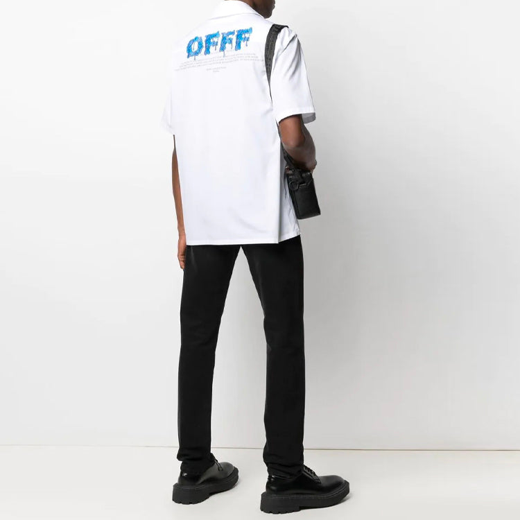 Off-White SS21 Logo Printing lapel Short Sleeve Shirt Version White OMGA163S21FAB0090145