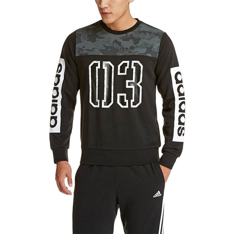 adidas GFX CR SWT CB Alphabet Printing Round Neck Pullover Black BR1580
