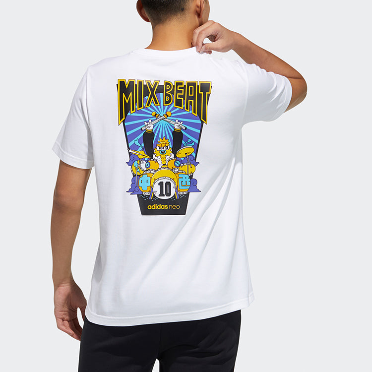 adidas neo M Freye Tee 2 Printing Round Neck Sports Short Sleeve White GP5643