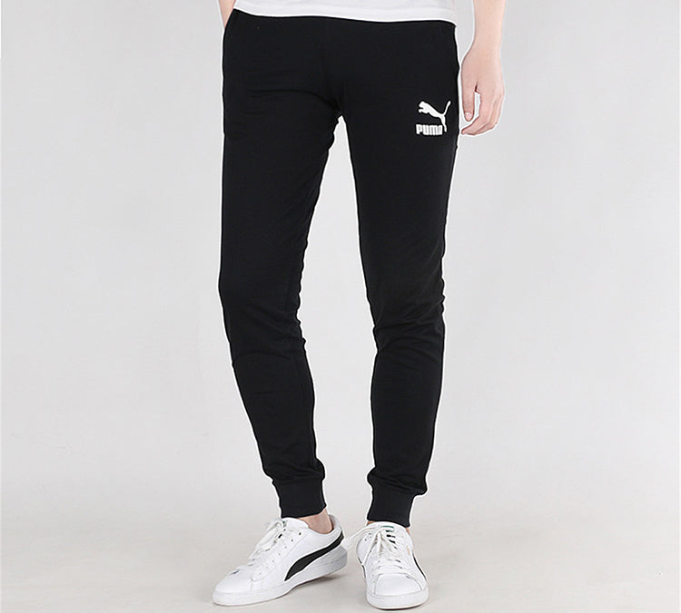 PUMA Classics Jersey Cuffed Pants 'Black White' 597488-01