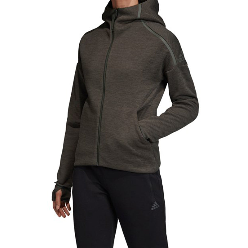 (WMNS) adidas Logo Printing Hooded Windblocker Jacket Grey EA0342