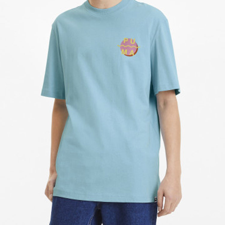 PUMA Downtown Graphic Printed Short Sleeve TEE Blue 597337-18