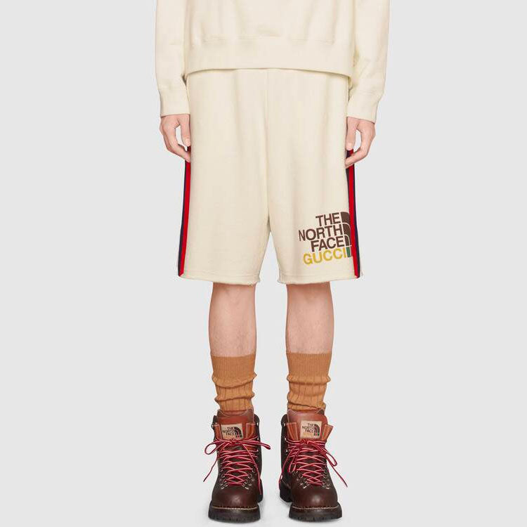 Men's Gucci x THE NORTH FACE Crossover Webbing Printing Cotton Shorts Ivory 651727-XJDIP-9756