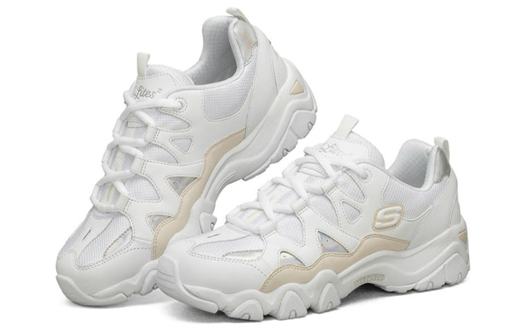 (WMNS) Skechers D lites 2.0 White/Brown/Silver 66666312-WNT