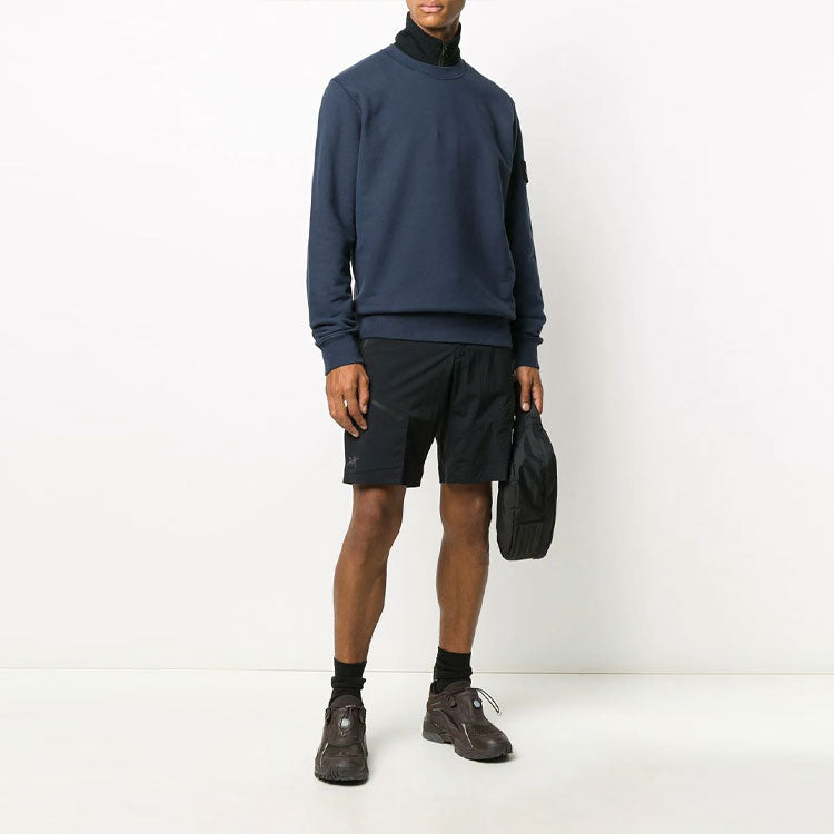 Men's STONE ISLAND Solid Color Long Sleeves Round Neck Pullover Blue 731563020-V0020