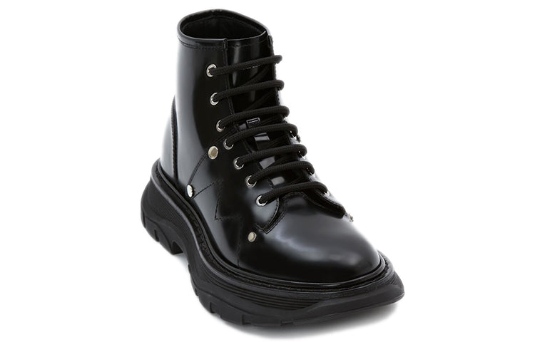 (WMNS) Alexander McQueen Leather Tread Ankle Boots 'Black' 685692WHZ851081