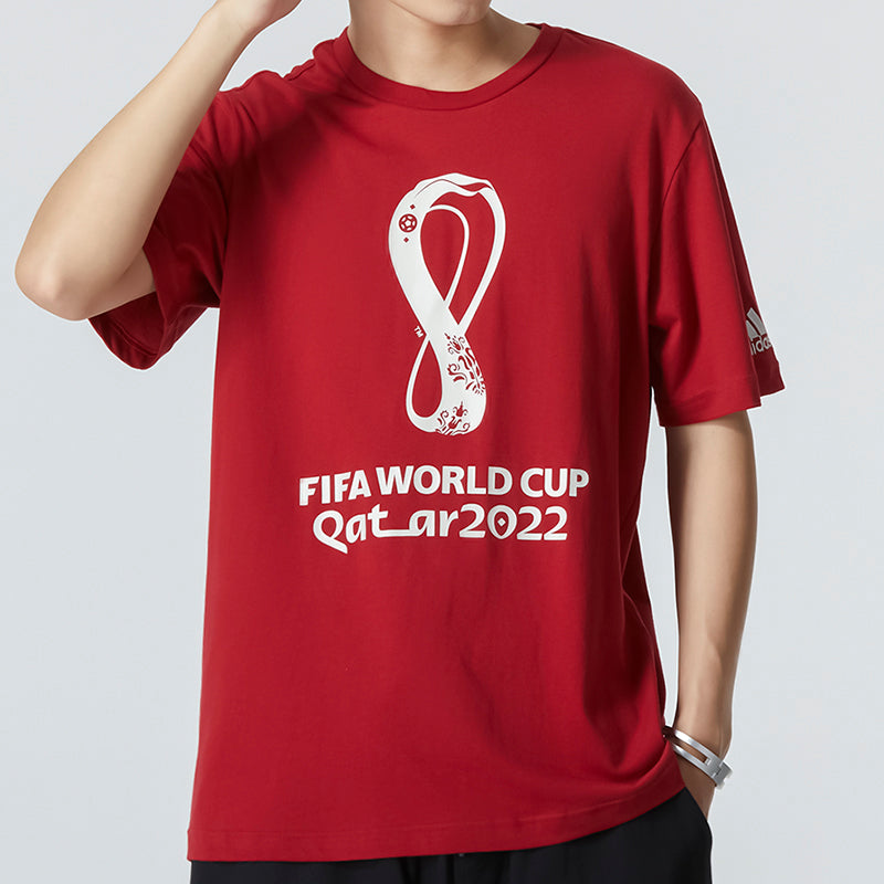 Men's adidas Oe Tee Alphabet Pattern Round Neck Short Sleeve Wine Red T-Shirt HD6366