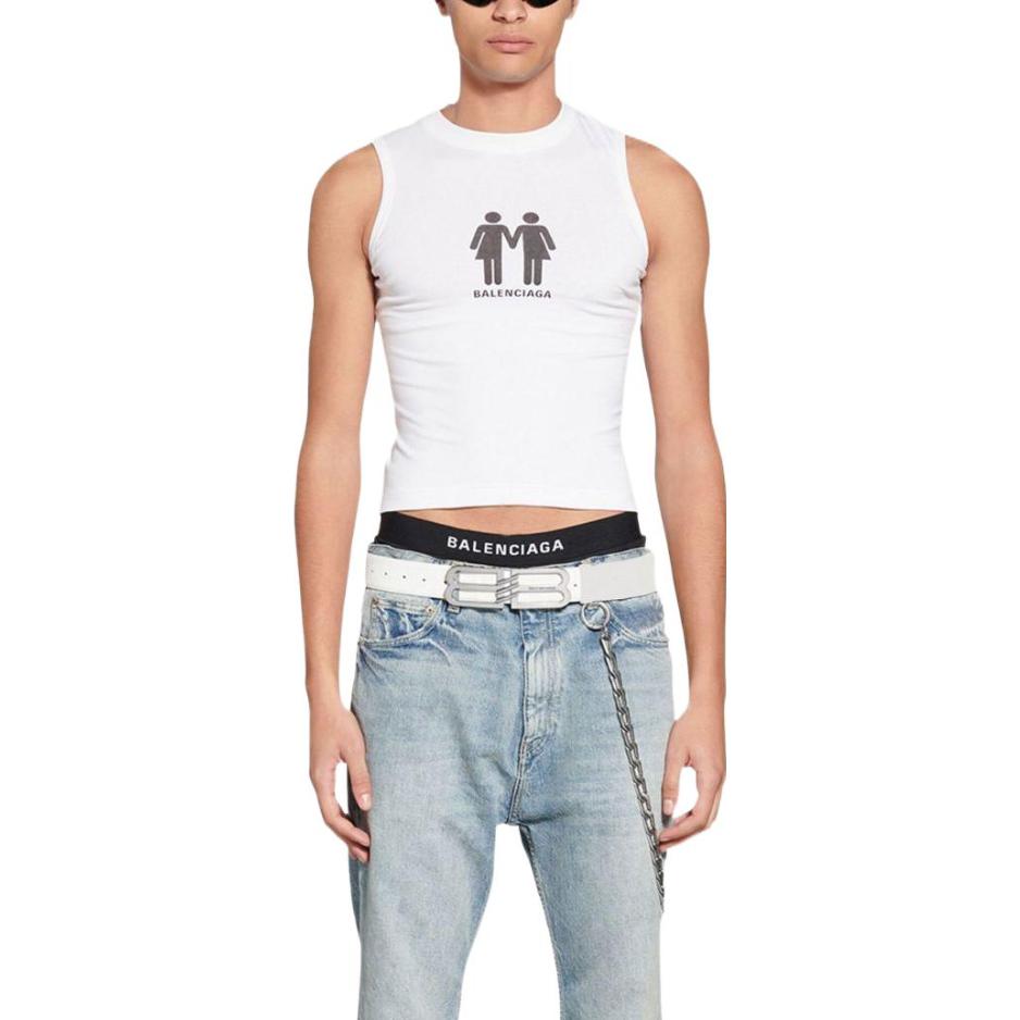 Balenciaga Pride 22 Tank Top 'White Black' 698102TMVO40904
