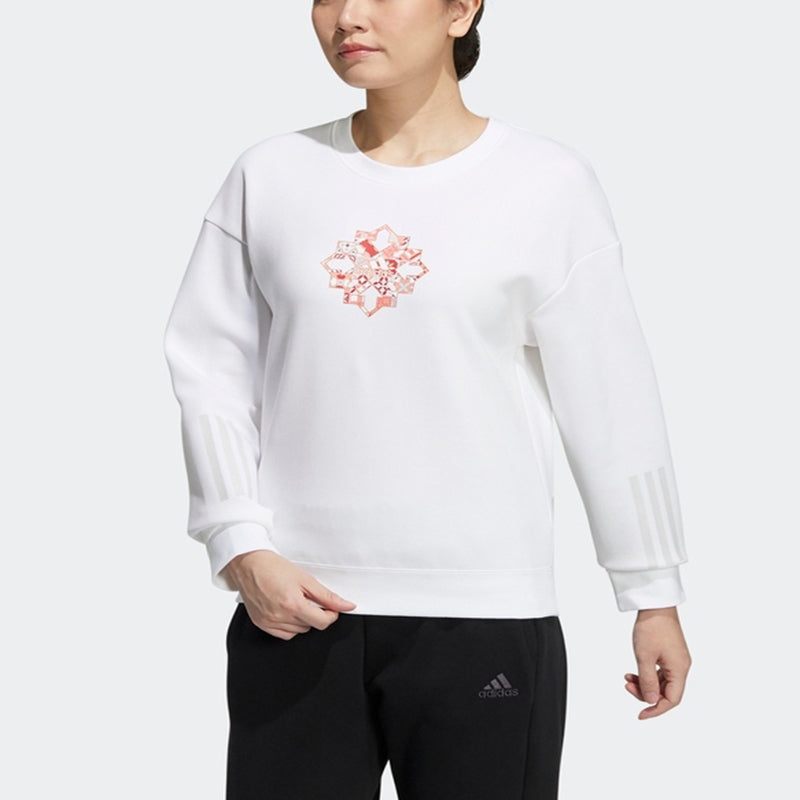 (WMNS) adidas Cny Sweat limited Funny Pattern Sports Round Neck Hoodie White HC2806