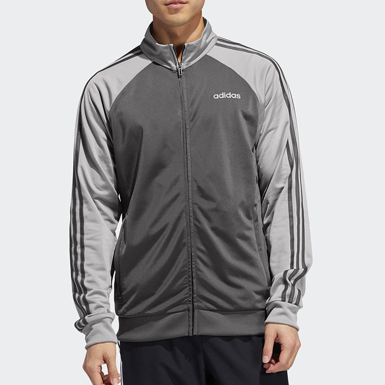 adidas Stripe Logo Pattern Loose Long Sleeves Jacket Gray FI8177