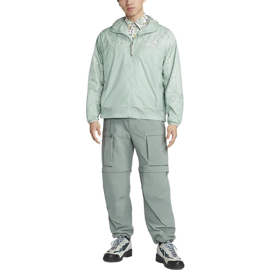 Nike ACG Cinder Cone Pattern Splicing Solid Color Zipper Hooded Jacket Green DB0979-014