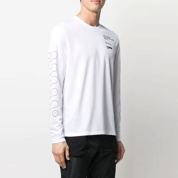 Off-White SS21 Logo Pattern Printing Long Sleeves Slim Fit Version White OMVB013V21FAB0020110