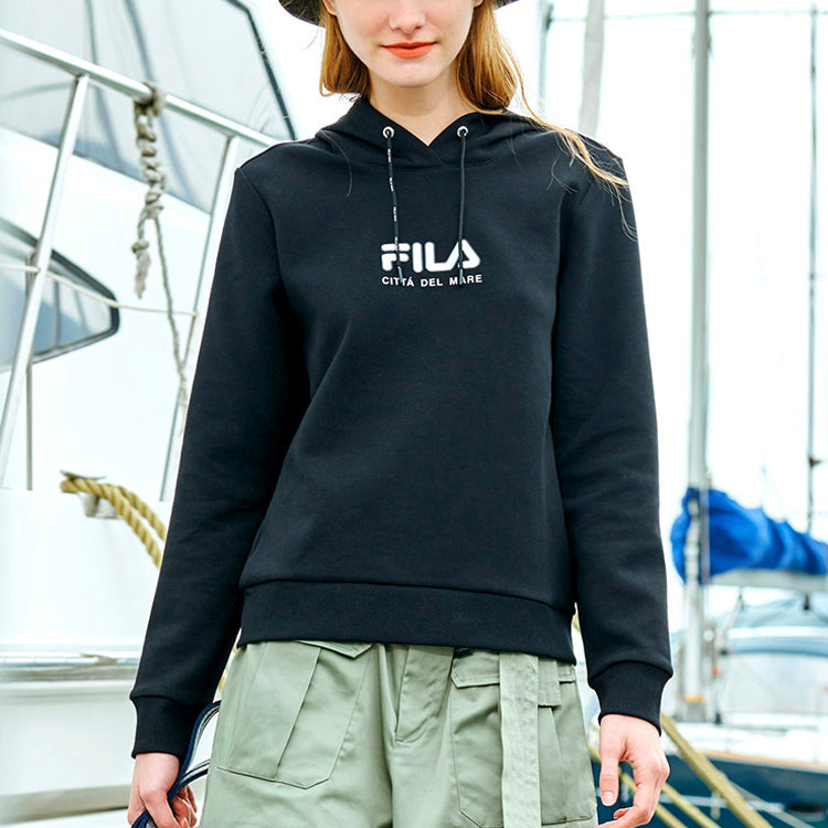 (WMNS) FILA logo Sports Hoodie Black F11W018222F-BK