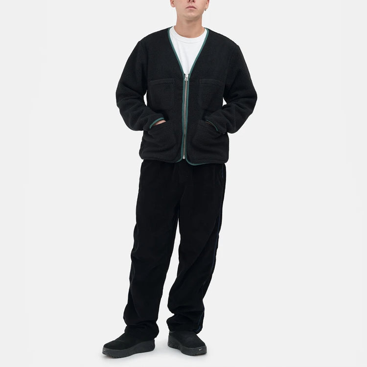 Stussy FW21 Polar Fleece Cardigan Solid Color Multiple Pockets Jacket Unisex Black 218131