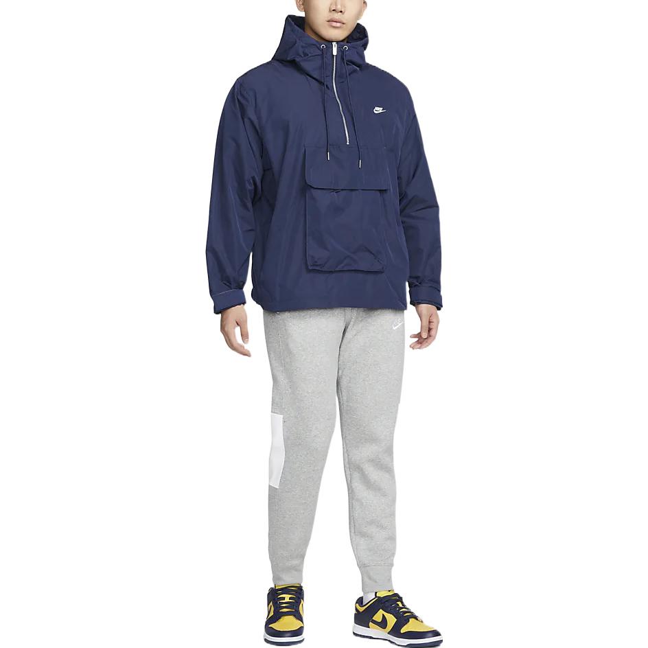 Men's Nike Sportswear Circa Logo Solid Color Waterproof Hooded Jacket Midnight Navy DQ4235-410