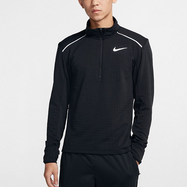 Men's Nike Dri-Fit Running Training Fleece Lined Sports Long Sleeves Black T-Shirt BV4714-010