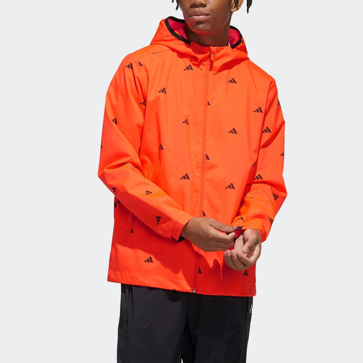 adidas Windproof Training Sports Casual Jacket Red FM9421