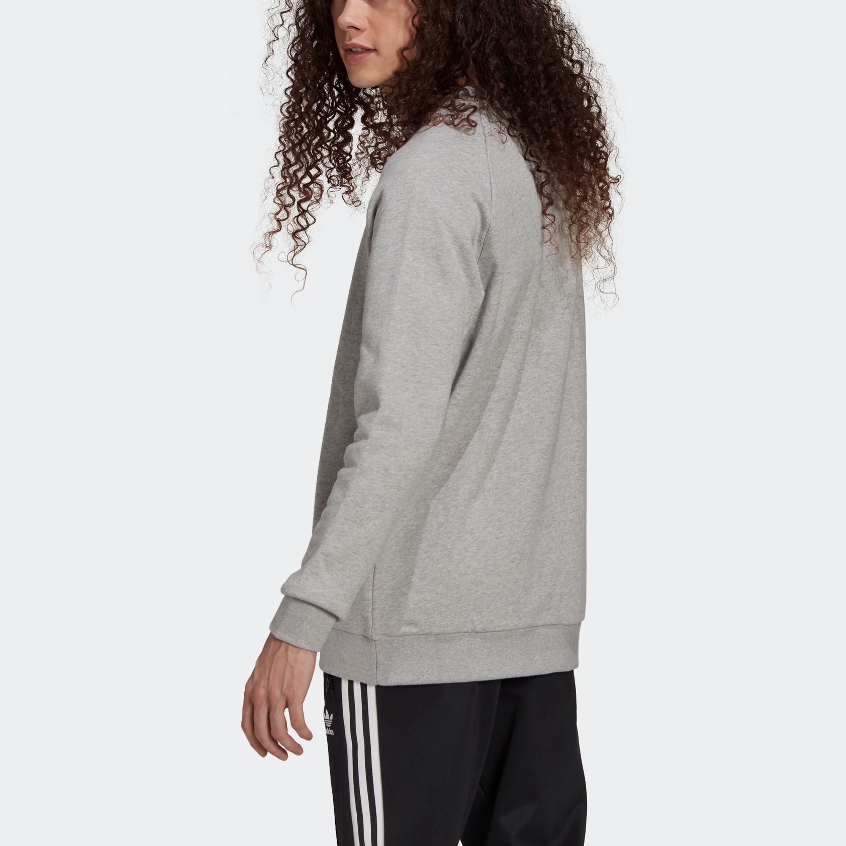 adidas original adicolor classics trefoil crewneck sweatshirt 'Medium Grey Heather White' H06650