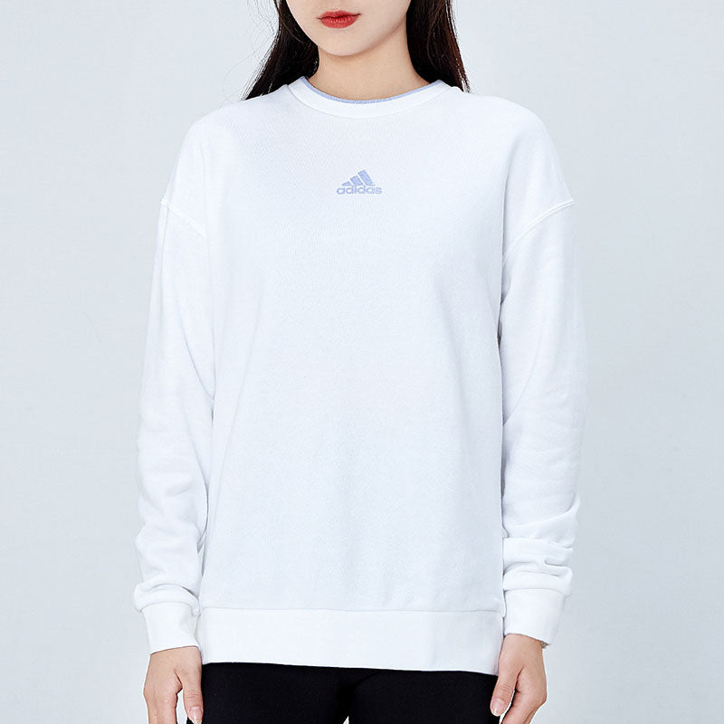 (WMNS) adidas Logo Printing Sports Round-neck Sweatshirt White H09743