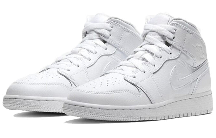 (GS) Air Jordan 1 Mid 'Triple White 2020' 554725-126