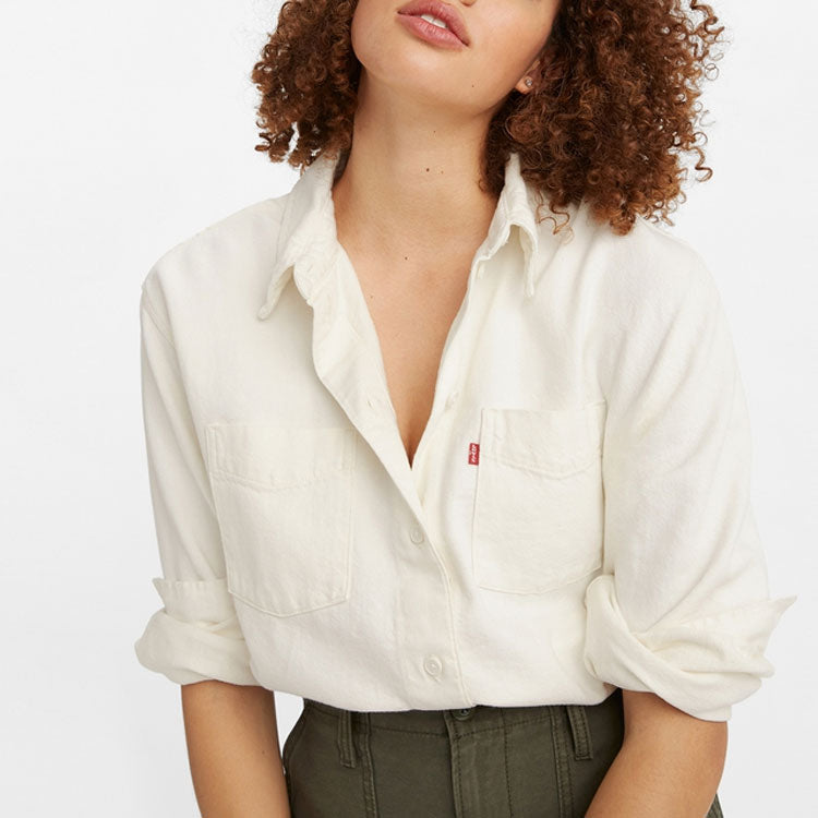 Levis lapel Short Casual Denim Shirt White 29431-0004