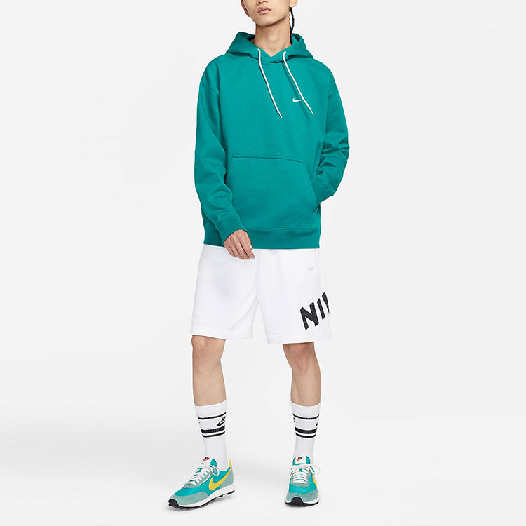 Men's Nike Logo Embroidered Solid Color Fleece Lined Casual Pullover Green DA0316-340