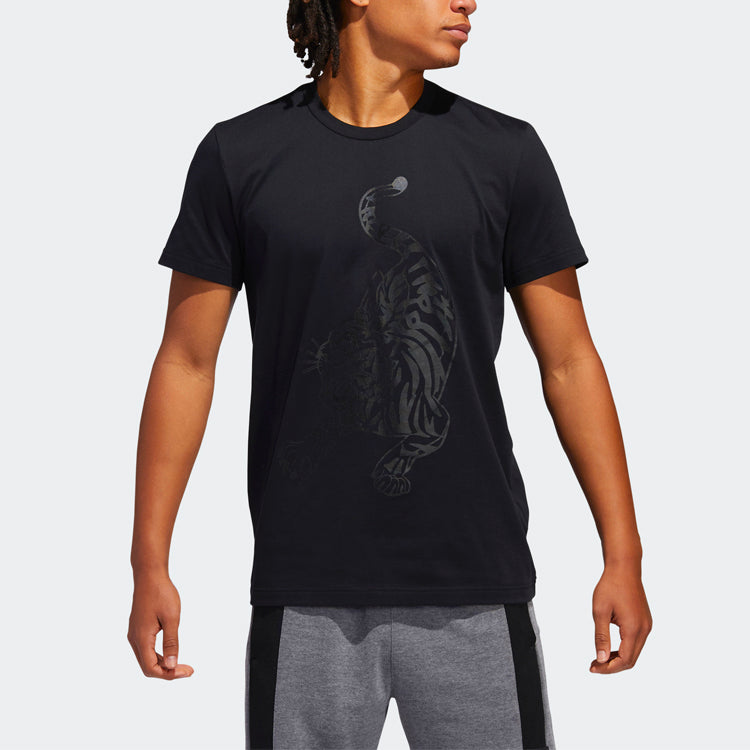 adidas CNY Printing Basketball Sports Short Sleeve Black GH4996