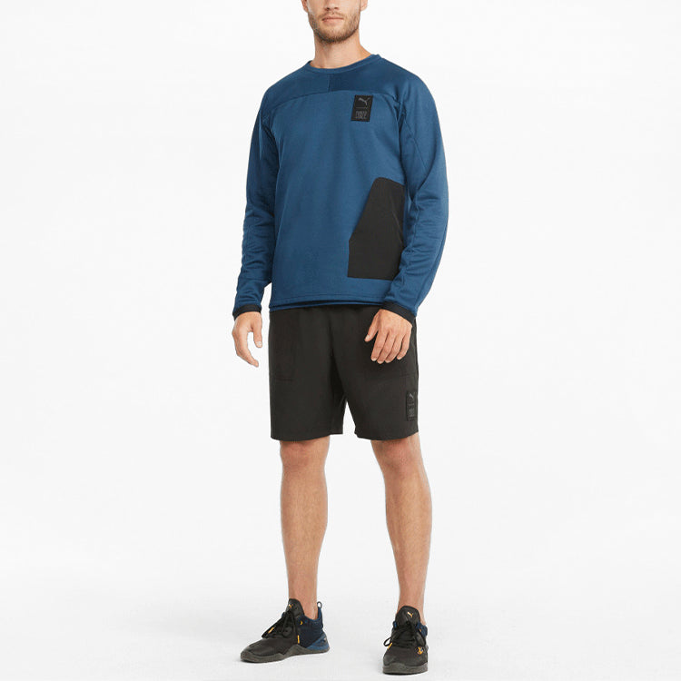 PUMA Logo Round Neck Long Sleeves Pullover Navy Blue 521005-65