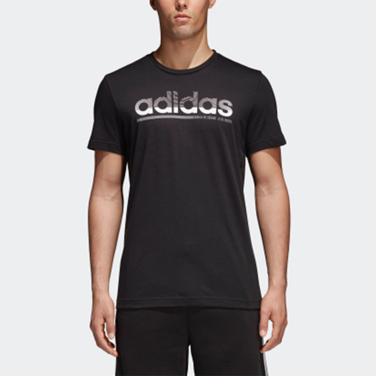 adidas Fading Linear Sports Logo Printing Round Neck Short Sleeve Black CV4502