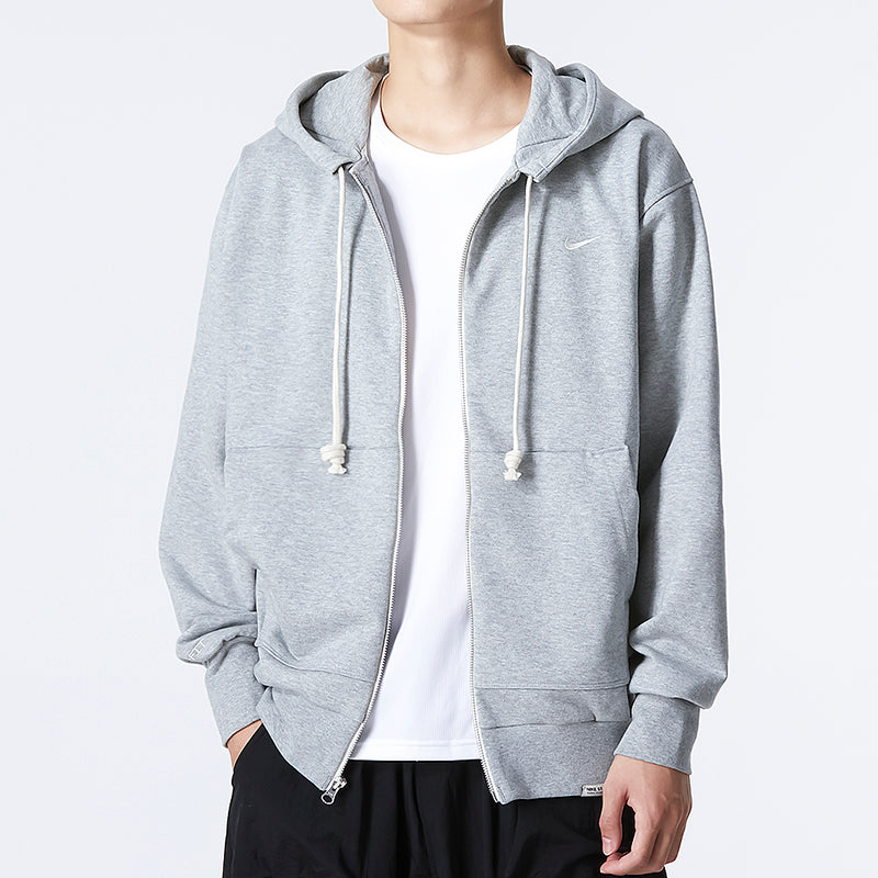 Men's Nike Solid Color Printing Logo Zipper Hooded Running Gym Jacket Gray DQ5817-063